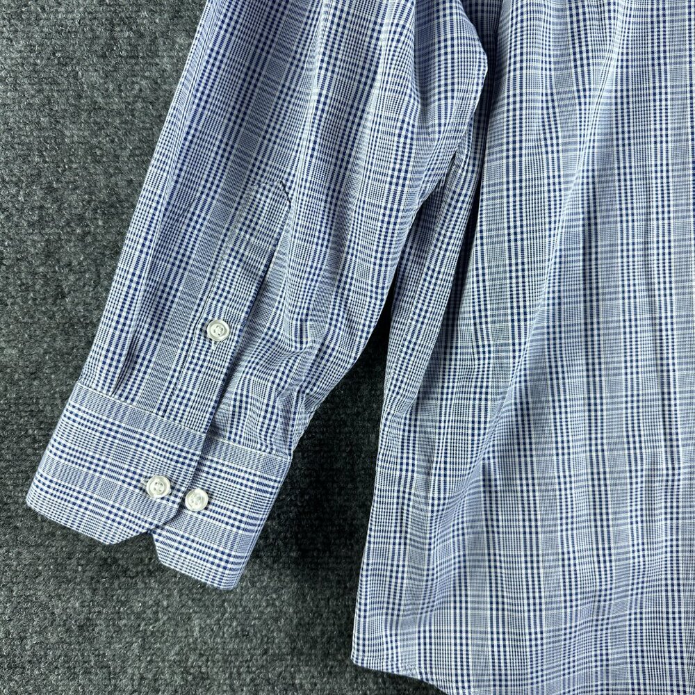 David Alexander Shirt Mens 18 Classic Fit Blue Plaid Cotton Long Sleeve NEW Easy - Picture 7 of 9